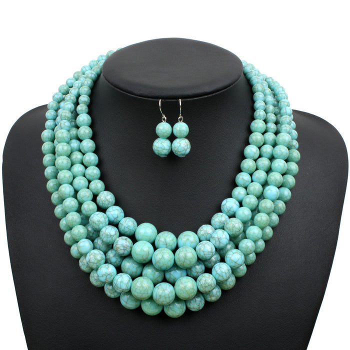 Wholesale Exaggerated Popular Jewelry Crack Beads Multilayer Necklace JDC-NE-TC292