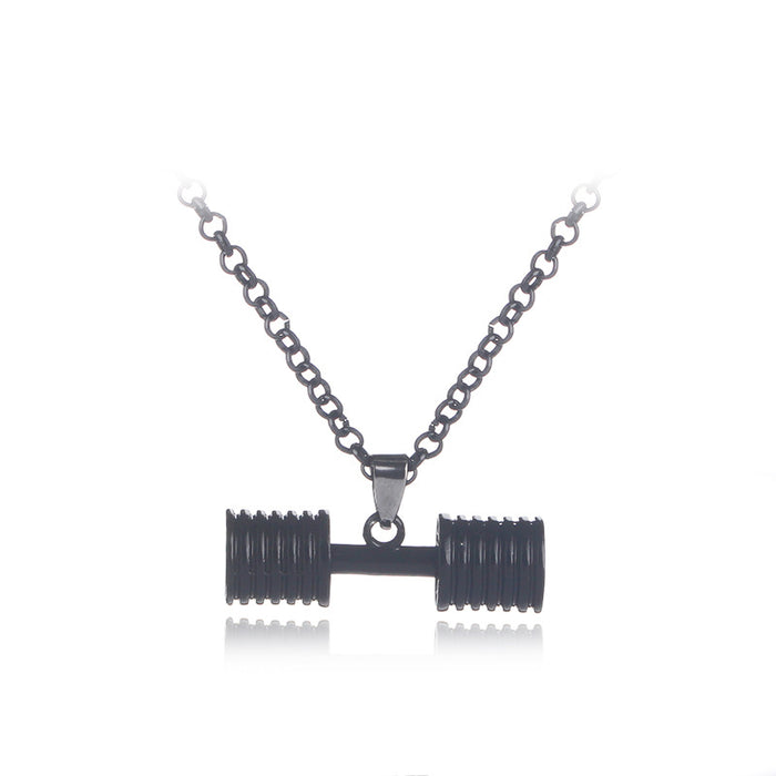 Jewelry WholesaleWholesale black dumbbell alloy necklace JDC-NE-LangT011 Necklaces 阆天 %variant_option1% %variant_option2% %variant_option3%  Factory Price JoyasDeChina Joyas De China