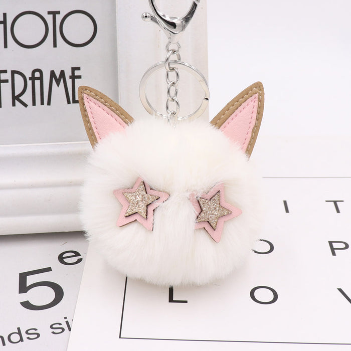 Wholesale keychain hair ball alloy cute kitten doll bag pendant JDC-KC-BMan003