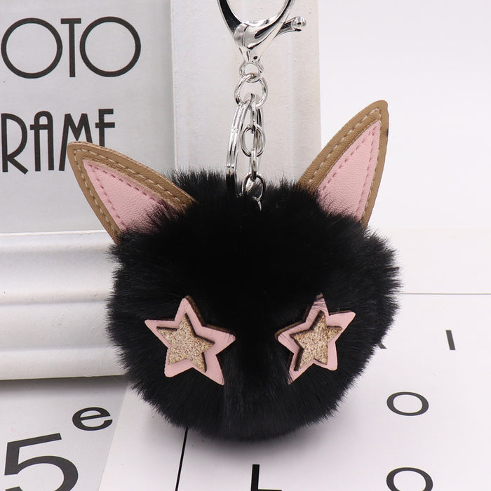 Wholesale keychain hair ball alloy cute kitten doll bag pendant JDC-KC-BMan003