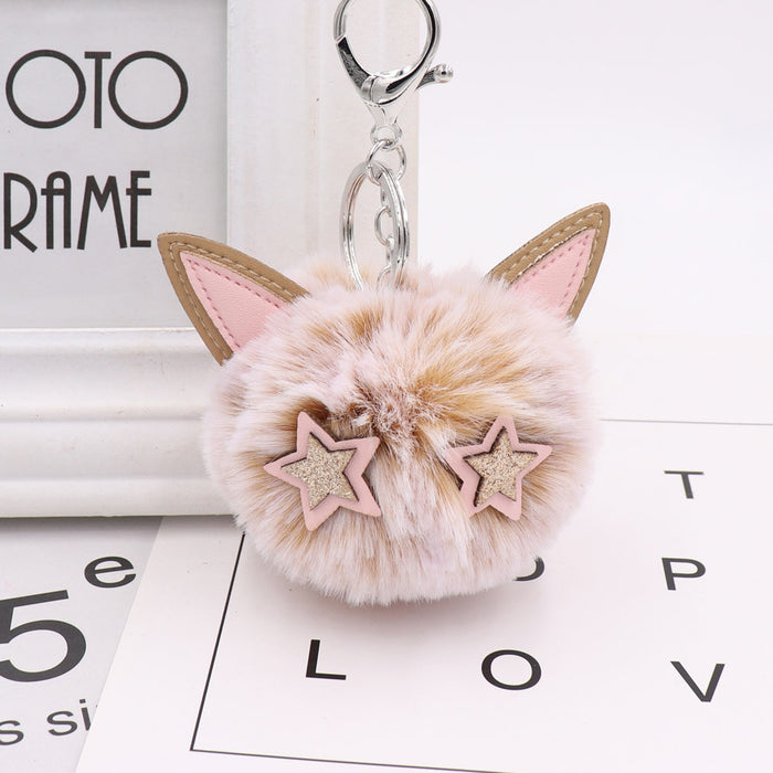 Wholesale keychain hair ball alloy cute kitten doll bag pendant JDC-KC-BMan003