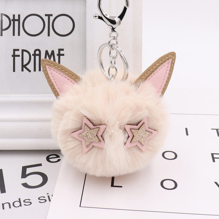 Wholesale keychain hair ball alloy cute kitten doll bag pendant JDC-KC-BMan003