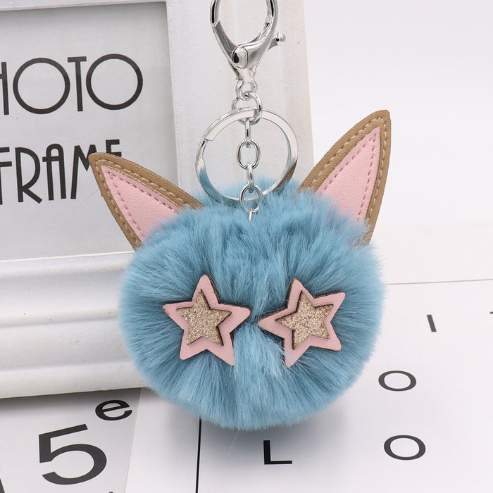 Wholesale keychain hair ball alloy cute kitten doll bag pendant JDC-KC-BMan003