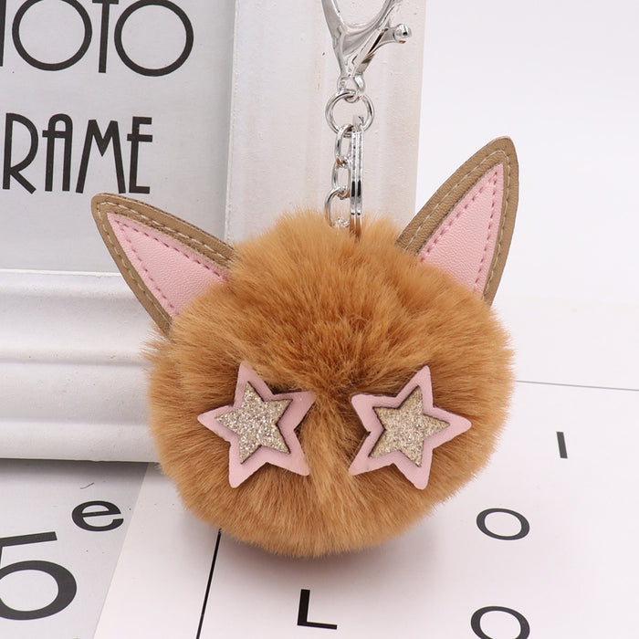 Wholesale keychain hair ball alloy cute kitten doll bag pendant JDC-KC-BMan003