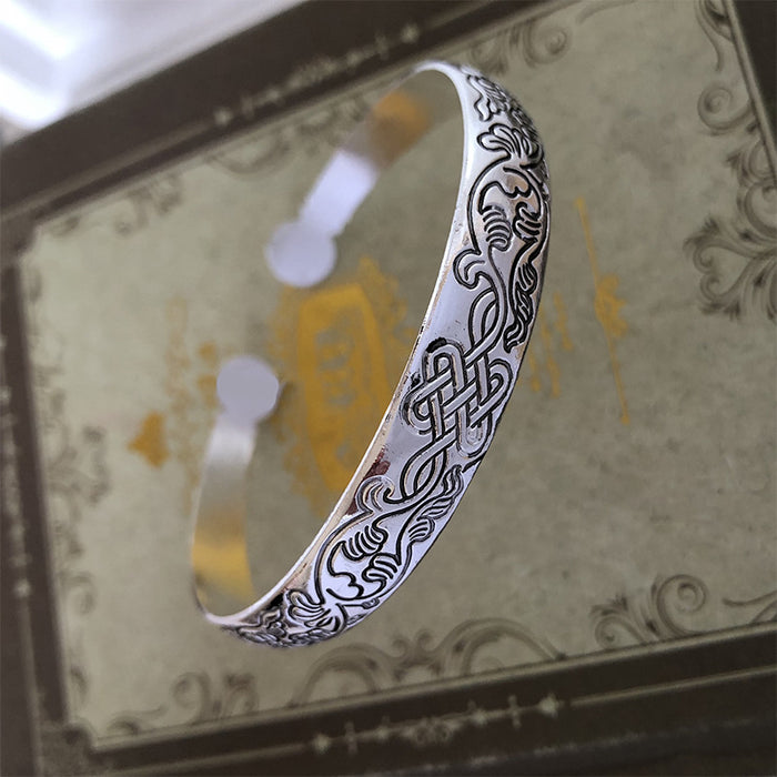 Wholesale Tibetan Silver Bracelet Miao Silver Jewelry Vintage Carved Opening JDC-BT-YF005