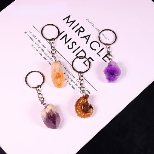 Jewelry WholesaleWholesale Natural Stone Crystal Raw Stone Polished Keychain JDC-KC-RunY001 Keychains 润阳 %variant_option1% %variant_option2% %variant_option3%  Factory Price JoyasDeChina Joyas De China