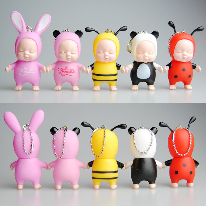 Wholesale Keychains For Backpacks Simulation Sleeping Doll Vinyl Keychain MOQ≥2 JDC-KC-JYF011