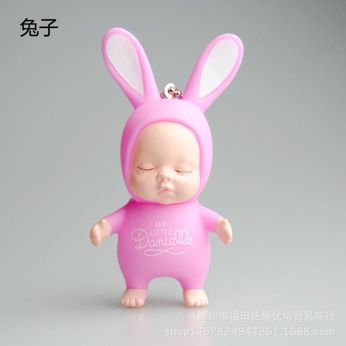 Wholesale Keychains For Backpacks Simulation Sleeping Doll Vinyl Keychain MOQ≥2 JDC-KC-JYF011