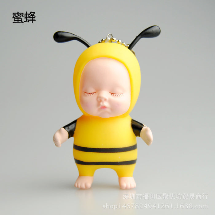 Wholesale Keychains For Backpacks Simulation Sleeping Doll Vinyl Keychain MOQ≥2 JDC-KC-JYF011