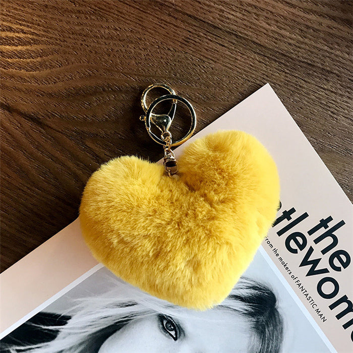 Jewelry WholesaleWholesale Imitation Rex Rabbit Fur Heart Pom Pom Keychain JDC-KC-FeiRun024 Keychains 飞润 %variant_option1% %variant_option2% %variant_option3%  Factory Price JoyasDeChina Joyas De China