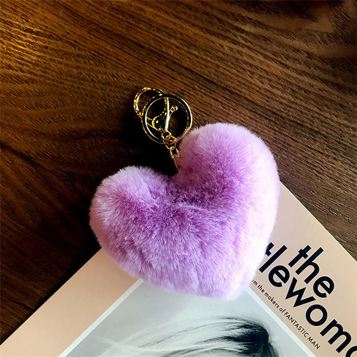 Jewelry WholesaleWholesale Imitation Rex Rabbit Fur Heart Pom Pom Keychain JDC-KC-FeiRun024 Keychains 飞润 %variant_option1% %variant_option2% %variant_option3%  Factory Price JoyasDeChina Joyas De China