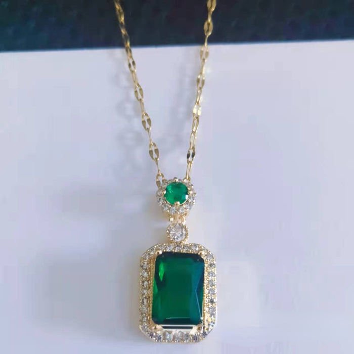 Wholesale Earrings Copper Emerald Crystal Zircon Necklace Ring Jewelry Set MOQ≥2 JDC-ES-YouW001