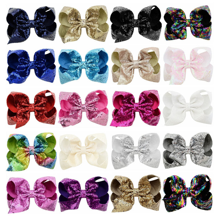 Wholesale 8 Inch Sequin Hair Bow Hair Clip MOQ≥2 JDC-HC-YL074