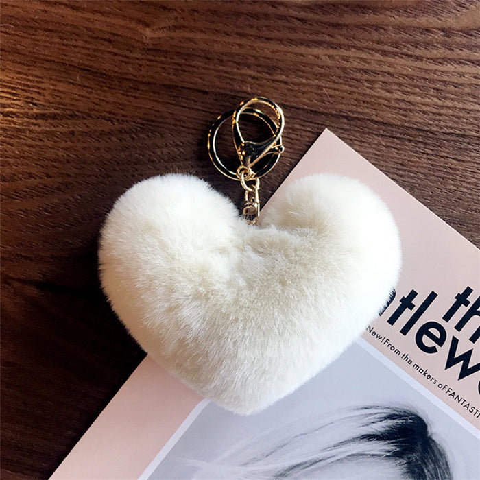 Jewelry WholesaleWholesale Imitation Rex Rabbit Fur Heart Pom Pom Keychain JDC-KC-FeiRun024 Keychains 飞润 %variant_option1% %variant_option2% %variant_option3%  Factory Price JoyasDeChina Joyas De China