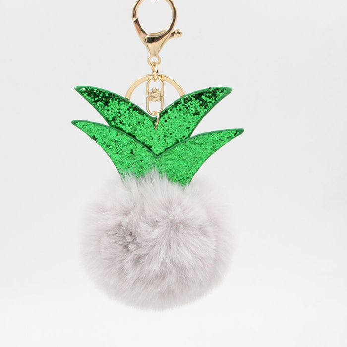 Wholesale Small Pineapple Cartoon Plush Pendant Hair Ball Keychain JDC-KC-Zuge068