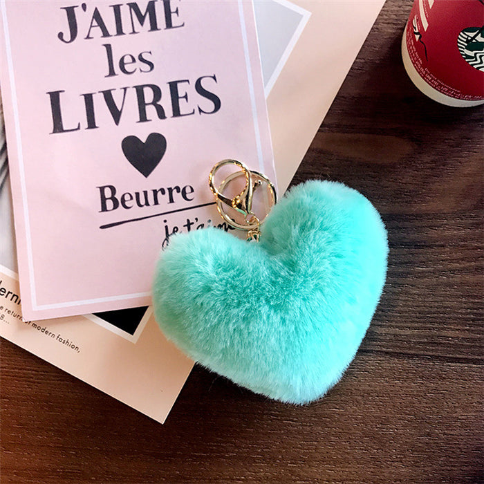 Jewelry WholesaleWholesale Imitation Rex Rabbit Fur Heart Pom Pom Keychain JDC-KC-FeiRun024 Keychains 飞润 %variant_option1% %variant_option2% %variant_option3%  Factory Price JoyasDeChina Joyas De China