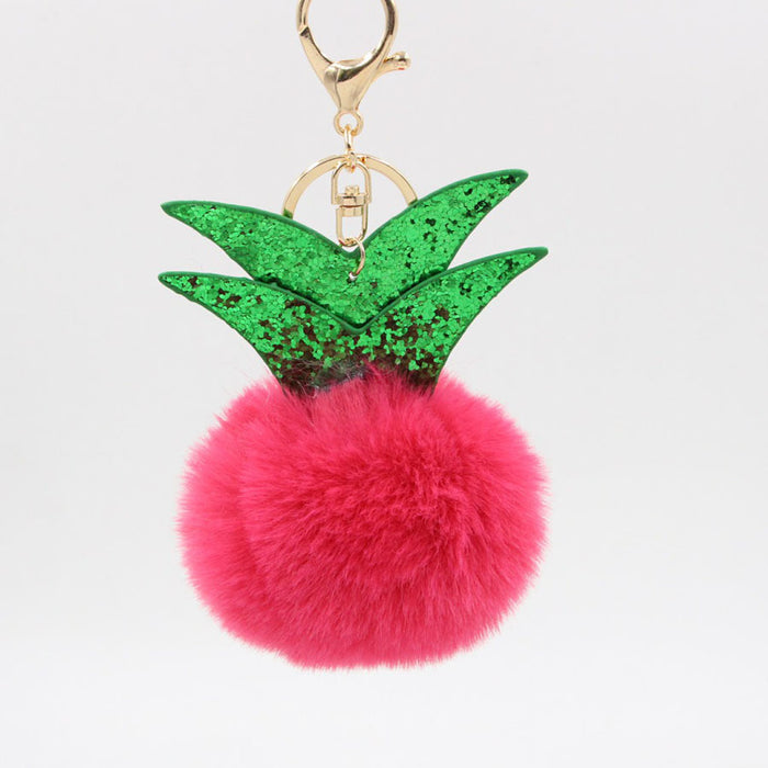 Wholesale Small Pineapple Cartoon Plush Pendant Hair Ball Keychain JDC-KC-Zuge068