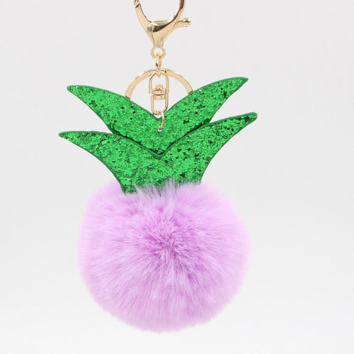 Wholesale Small Pineapple Cartoon Plush Pendant Hair Ball Keychain JDC-KC-Zuge068