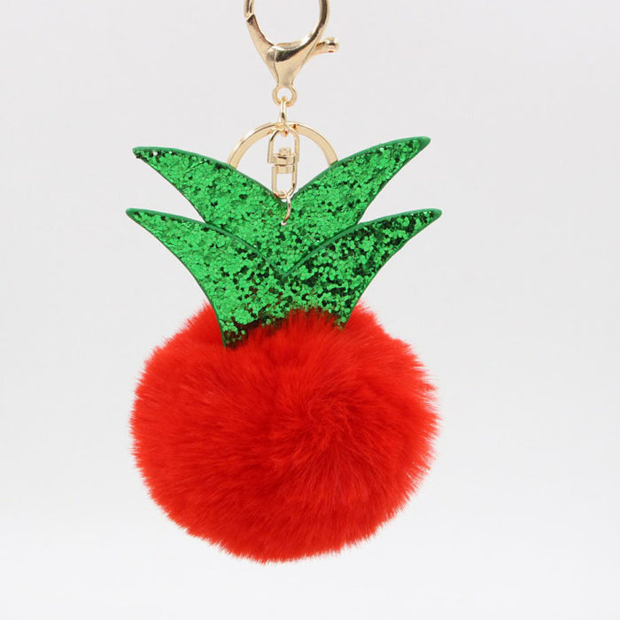 Wholesale Small Pineapple Cartoon Plush Pendant Hair Ball Keychain JDC-KC-Zuge069