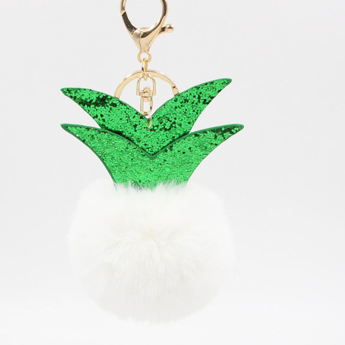 Wholesale Small Pineapple Cartoon Plush Pendant Hair Ball Keychain JDC-KC-Zuge068