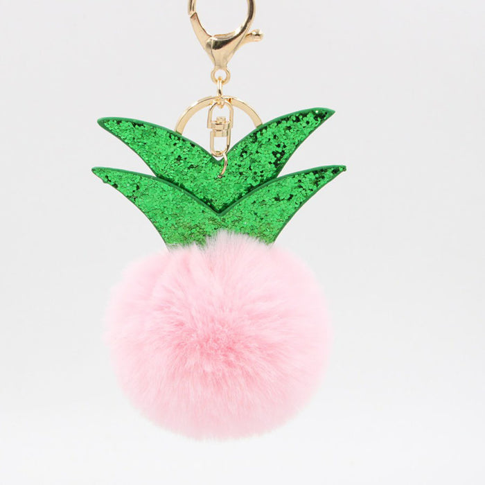 Wholesale Small Pineapple Cartoon Plush Pendant Hair Ball Keychain JDC-KC-Zuge061