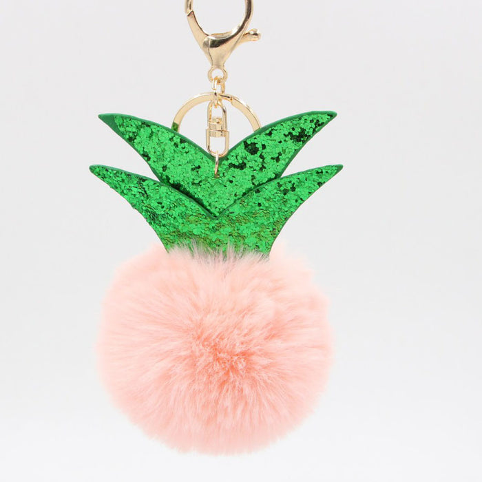 Wholesale Small Pineapple Cartoon Plush Pendant Hair Ball Keychain JDC-KC-Zuge068