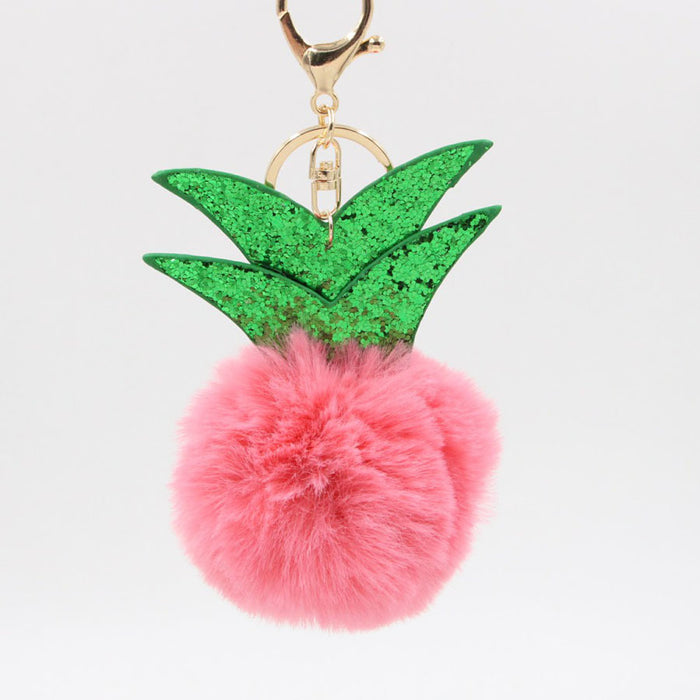 Wholesale Small Pineapple Cartoon Plush Pendant Hair Ball Keychain JDC-KC-Zuge061