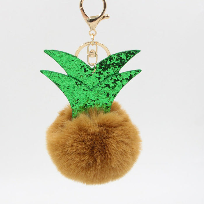 Wholesale Small Pineapple Cartoon Plush Pendant Hair Ball Keychain JDC-KC-Zuge069