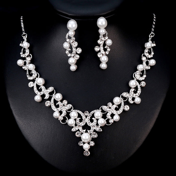 Jewelry WholesaleWholesale Bridal Wedding Necklace Set Diamond Pearl Dress Necklace JDC-NE-GSDB004 necklaces 丹比华比 %variant_option1% %variant_option2% %variant_option3%  Factory Price JoyasDeChina Joyas De China