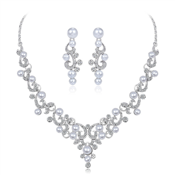 Jewelry WholesaleWholesale Bridal Wedding Necklace Set Diamond Pearl Dress Necklace JDC-NE-GSDB004 necklaces 丹比华比 %variant_option1% %variant_option2% %variant_option3%  Factory Price JoyasDeChina Joyas De China