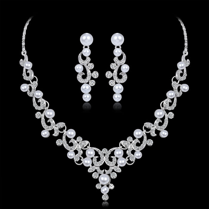 Jewelry WholesaleWholesale Bridal Wedding Necklace Set Diamond Pearl Dress Necklace JDC-NE-GSDB004 necklaces 丹比华比 %variant_option1% %variant_option2% %variant_option3%  Factory Price JoyasDeChina Joyas De China