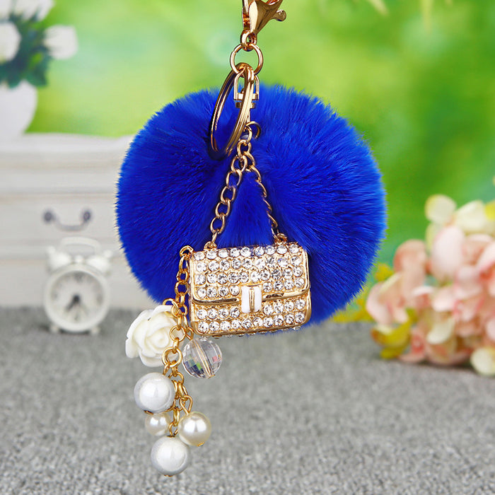 Wholesale Rhinestone Pack Hair Ball Keychain JDC-KC-RYuan004