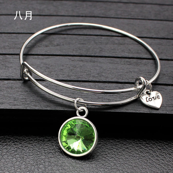 Wholesale Twelve Color Life Stone Wire Ring Push Pull Bracelet Bracelet JDC-BT-LvY004