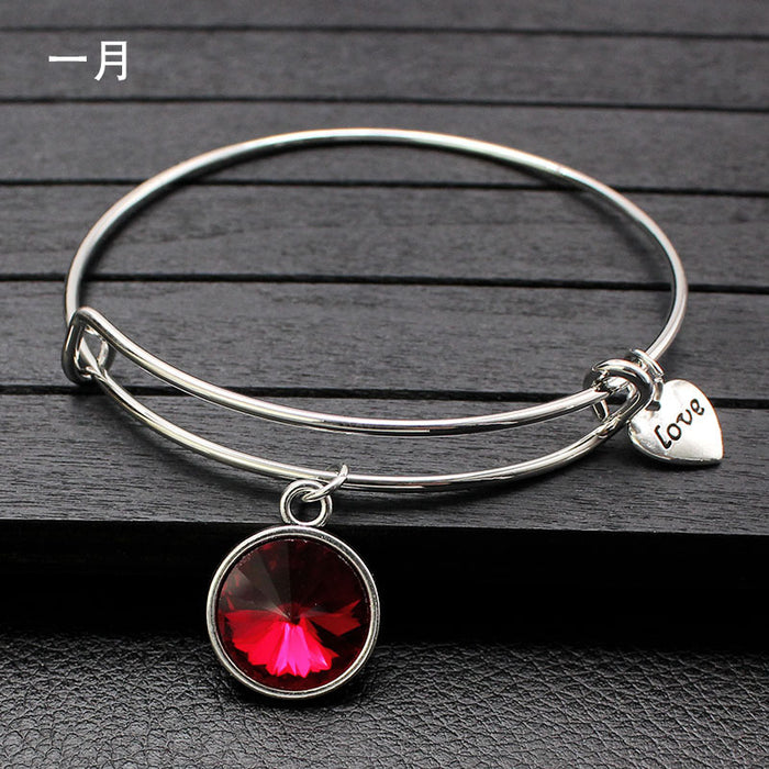 Wholesale Twelve Color Life Stone Wire Ring Push Pull Bracelet Bracelet JDC-BT-LvY004