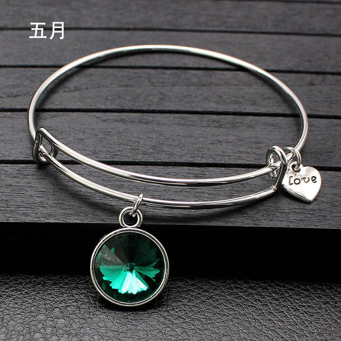 Wholesale Twelve Color Life Stone Wire Ring Push Pull Bracelet Bracelet JDC-BT-LvY004