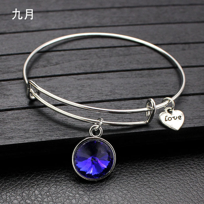 Wholesale Twelve Color Life Stone Wire Ring Push Pull Bracelet Bracelet JDC-BT-LvY004