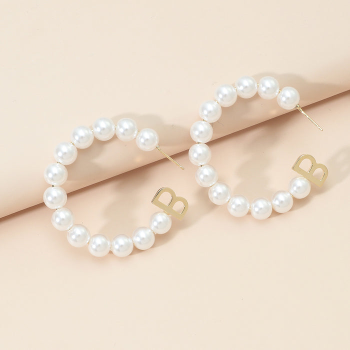 Wholesale Pearl Half Circle Pearl Earrings MOQ≥2 JDC-ES-GANL026