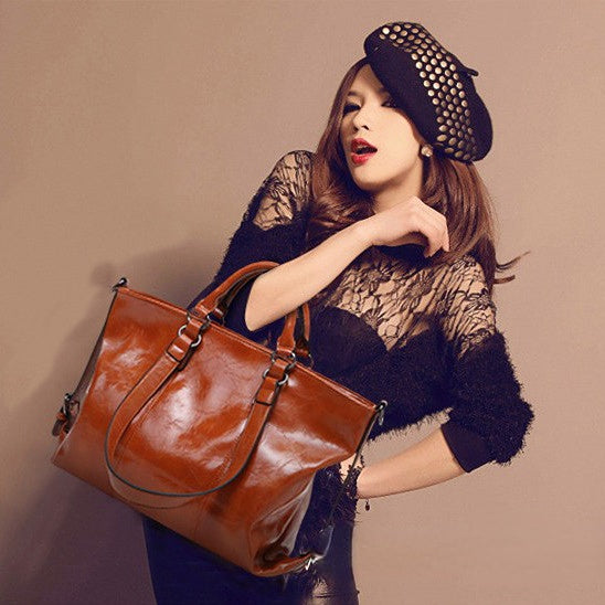 Wholesale Shoulder Bag PU Oil Wax Leather Simple Handheld Diagonal Cross JDC-SD-Sijie002