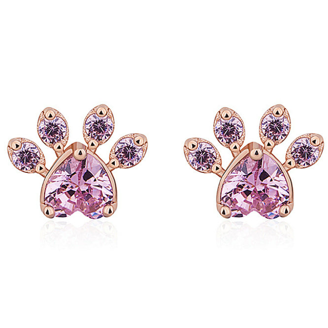 Wholesale Dog's Paw Zircon Copper Earrings JDC-ES-JJH001