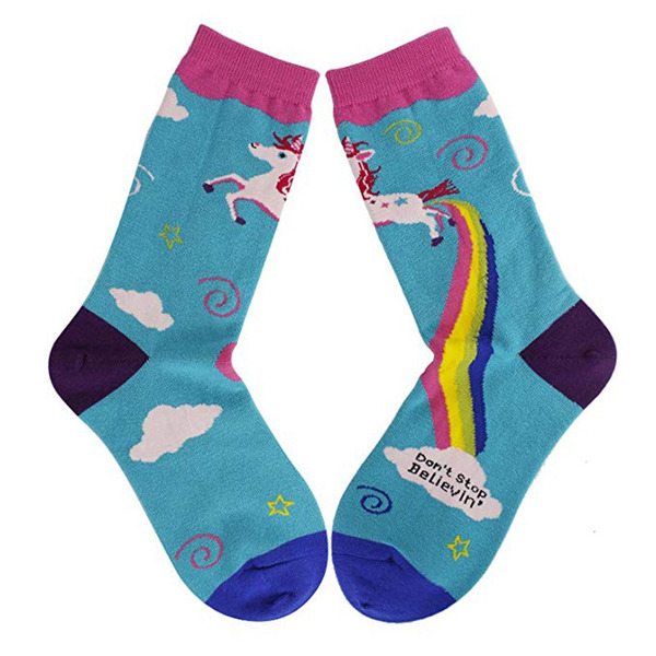 Wholesale socks Unicorn rainbow printed autumn winter socks JDC-SK-DFF015