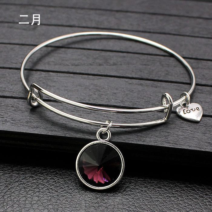 Wholesale Twelve Color Life Stone Wire Ring Push Pull Bracelet Bracelet JDC-BT-LvY004