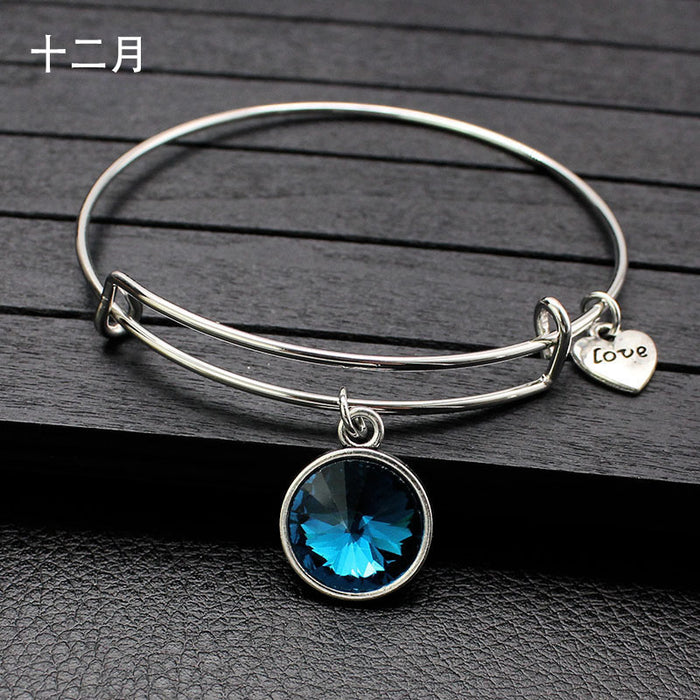 Wholesale Twelve Color Life Stone Wire Ring Push Pull Bracelet Bracelet JDC-BT-LvY004