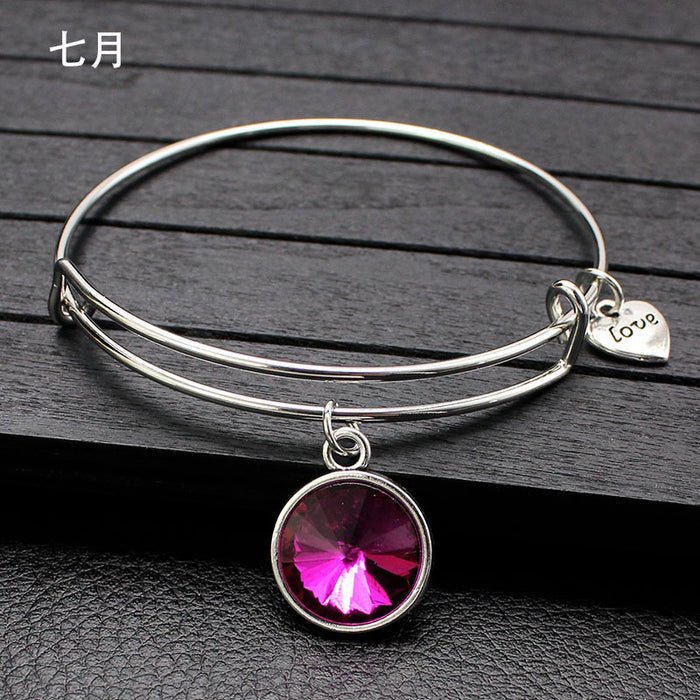 Wholesale Twelve Color Life Stone Wire Ring Push Pull Bracelet Bracelet JDC-BT-LvY004