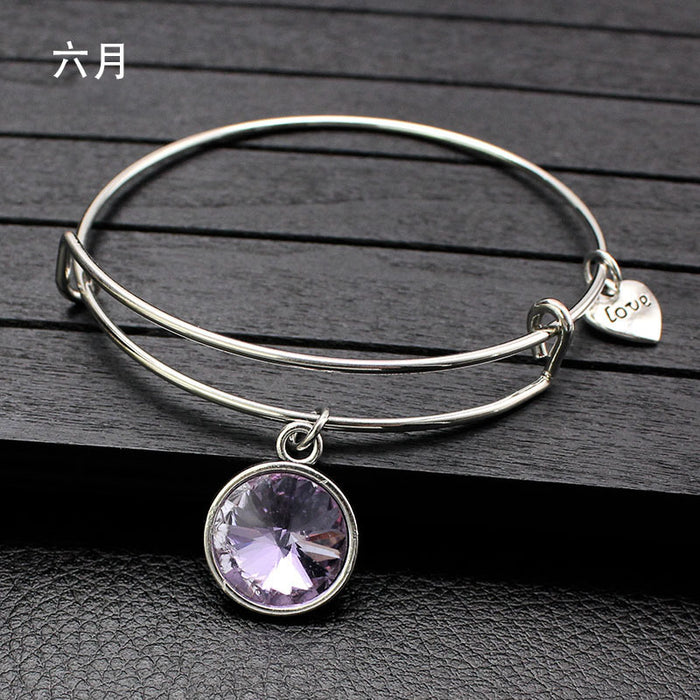 Wholesale Twelve Color Life Stone Wire Ring Push Pull Bracelet Bracelet JDC-BT-LvY004