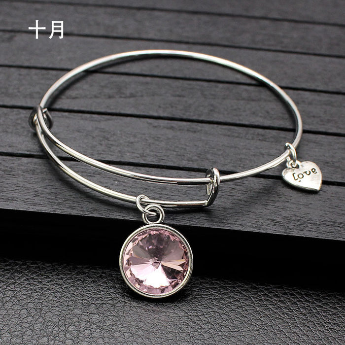 Wholesale Twelve Color Life Stone Wire Ring Push Pull Bracelet Bracelet JDC-BT-LvY004