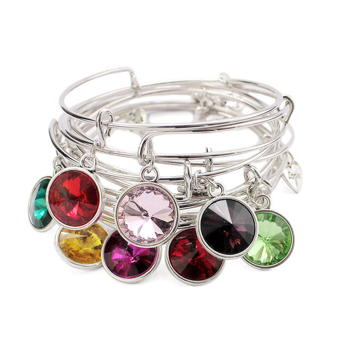 Wholesale Twelve Color Life Stone Wire Ring Push Pull Bracelet Bracelet JDC-BT-LvY004