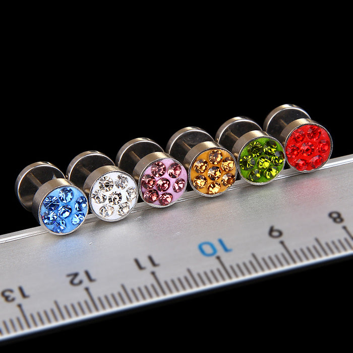 Jewelry WholesaleWholesale Titanium Steel Barbell Color Rhinestone Single Stud Earrings JDC-ES-GSBSL034 Earrings 宝莎莉娜 %variant_option1% %variant_option2% %variant_option3%  Factory Price JoyasDeChina Joyas De China