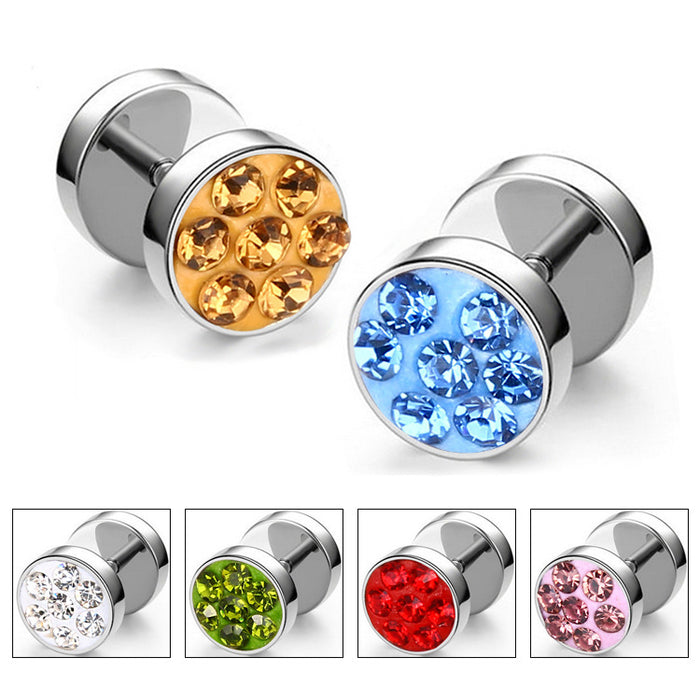 Jewelry WholesaleWholesale Titanium Steel Barbell Color Rhinestone Single Stud Earrings JDC-ES-GSBSL034 Earrings 宝莎莉娜 %variant_option1% %variant_option2% %variant_option3%  Factory Price JoyasDeChina Joyas De China