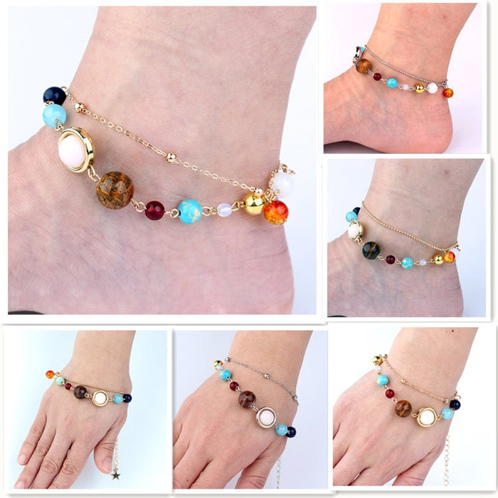 Jewelry WholesaleWholesale Galaxy Eight Planets Tianran Stone Anklet JDC-AS-Lingda003 Anklets 伶达 %variant_option1% %variant_option2% %variant_option3%  Factory Price JoyasDeChina Joyas De China