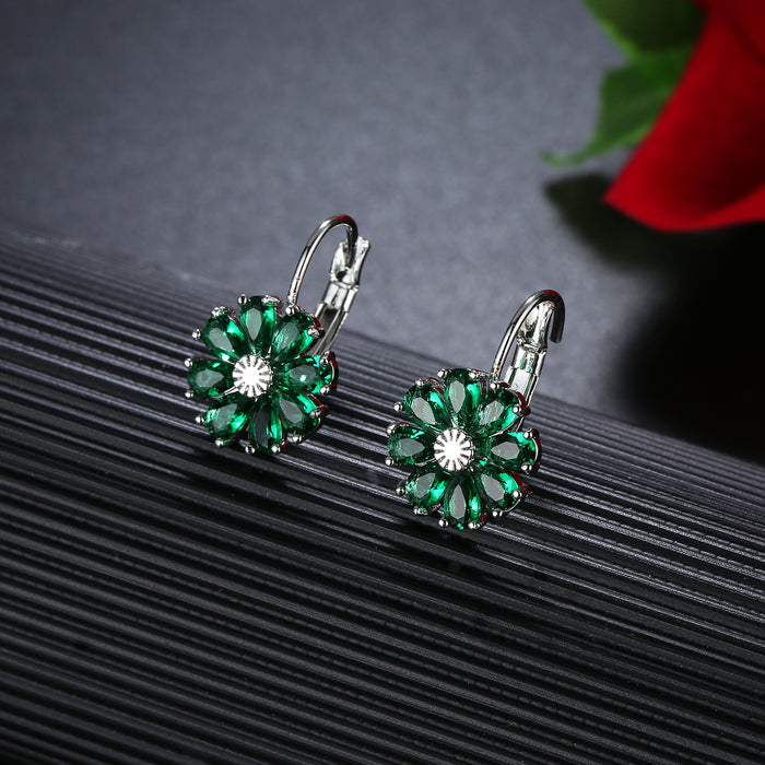 Jewelry WholesaleWholesale small flower colorful zircon earrings MOQ≥2 JDC-ES-Kas001 Earrings 卡诗 %variant_option1% %variant_option2% %variant_option3%  Factory Price JoyasDeChina Joyas De China